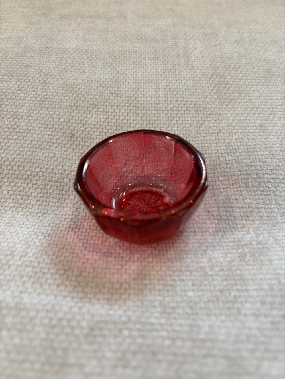 Ruby Red Pressed Glass Salt Cellar